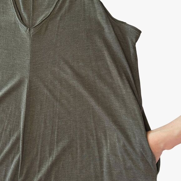 Natural Life Jumpsuit One Size Oversized Green Jersey Wide Leg V-neck Pockets - Picture 8 of 14